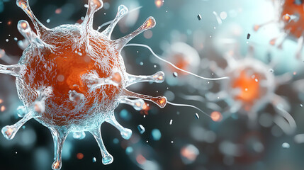 Poster - Visualizing the battle how bacteria attack human tissue in detailed microscopic imagery