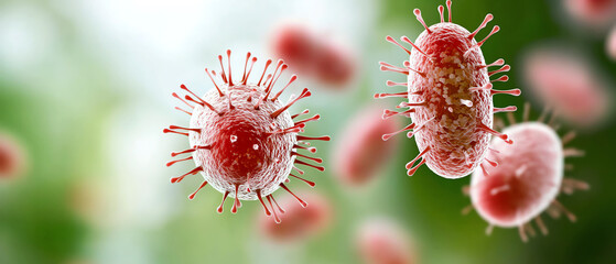 Poster - Microscopic view of bacteria a fascinating close-up of floating microorganisms in liquid environment