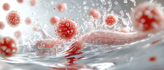 Poster - Crosssectional view of bacteria engaging in a dynamic attack on a blade illustrating nature's intricate microbial warfare in action