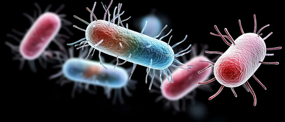 Poster - Exploring the microscopic world a vibrant journey through bacteria and their colorful structures