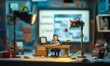 © jambulart - A miniature news studio with a news anchor.