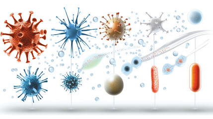 Poster - Exploring the complexities of bacterial reproduction a scientific diagram illustrating various reproductive processes and structures in microbiology