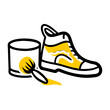 © Ektala - Shoe painting icon with sneaker, paint can, and brush