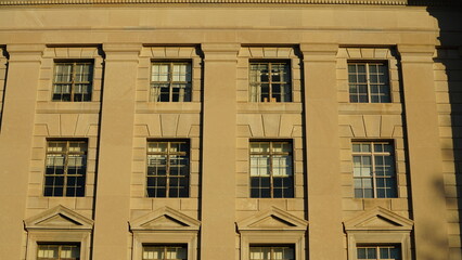 The Washington DC city view with the old architectures in autumn
