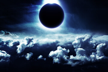 Wall Mural - eclipse and storm clouds