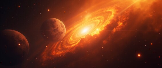 Wall Mural - beautiful orange space background. sci-fi cosmic wallpaper.