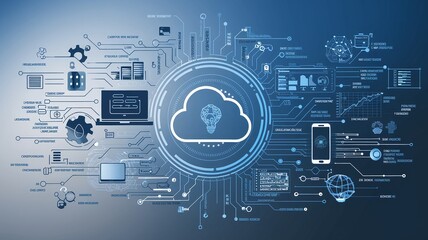 Aufkleber - Exploring the fusion of cloud computing and abstract technology a visual representation of modern digital innovation