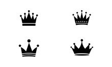 a simple crown silhouette set in black and white color vector