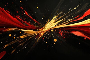 Poster - Bold Abstract Splash on Glossy Black Backdrop