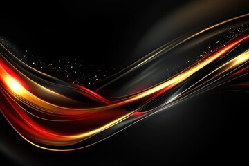 Poster - Dark Abstract Background with Dynamic Waves of Color