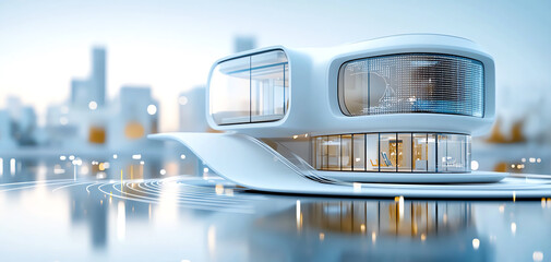 Poster - Innovative architectural design a digital blueprint unveiled on an immersive interactive screen showcasing futuristic building concepts and urban planning strategies