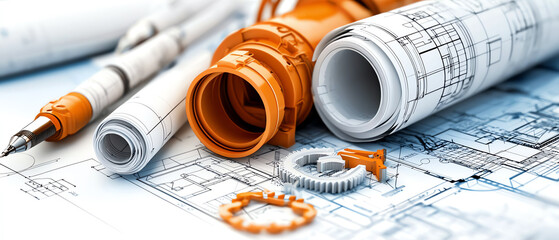 Poster - Architect analyzing the intersection of digital and physical blueprints for innovative design solutions