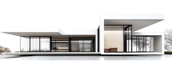 Poster - Innovative blueprint of a contemporary house showcasing an open floor plan with modern design elements and abundant natural light