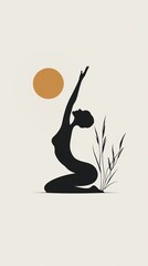 A woman doing yoga with the sun in the background vector design lady doing yoga and banner design for international day