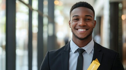 Poster - Career success shown with awards, certificates, and a confident smile. 