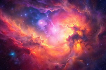 Wall Mural - pink space nebula clouds among star pigs