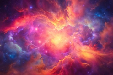 Wall Mural - pink space nebula clouds among star pigs