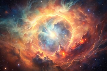 Wall Mural - Golden Nebula Space Clouds