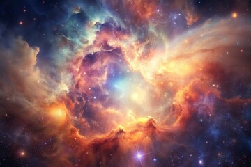 Wall Mural - Golden Nebula Space Clouds
