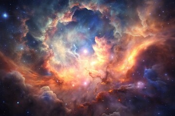 Wall Mural - Golden Nebula Space Clouds