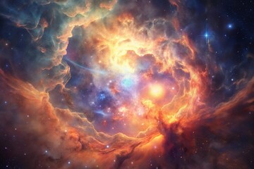 Wall Mural - Golden Nebula Space Clouds