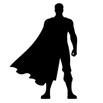 Super Hero silhouette, isolated on white background. Hero silhouette 