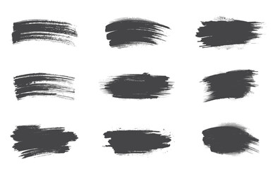 brush stroke set. grunge black paint textures. isolated vector images for graphic design