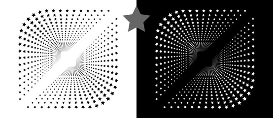 Aufkleber - Halftone stars corner as background or icon for any projects. A black figure on a white background and an equally white figure on the black side.