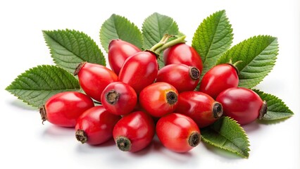 Wall Mural - Close-up of isolated rosehip berries Rosa canina