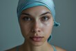 © Ева Поликарпова - A woman wearing a blue headscarf, simple and elegant