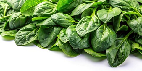 Wall Mural - Fresh spinach leaves isolated on white background with reflection