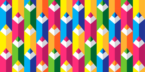 Aufkleber - Seamless pattern of pencils. Colored pencils pattern.