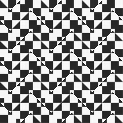 Poster - Monochrome pattern of zigzags consisting of a checkerboard pattern.