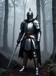 © SamMelk - Knight in Shining Armor Standing in Misty Forest