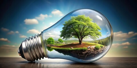 Wall Mural - Panoramic nature captured inside a light bulb