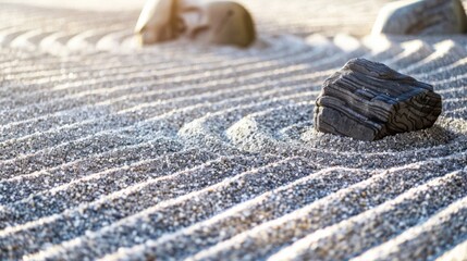 Aufkleber - A serene zen garden with raked gravel and minimalist design, Zen setting with meditative tranquility, Zen style