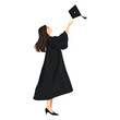 © StockerShawon - A girl in a black graduation gown is throwing her cap up