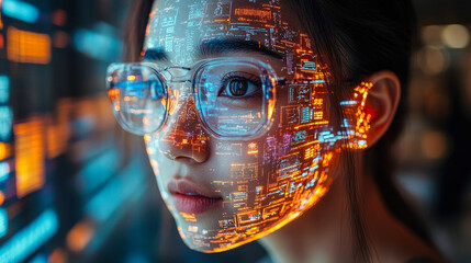 Poster - ai-powered holographic assistant helping customer with financial planning on smartphone