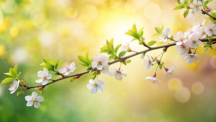 Wall Mural - Vertical panoramic of branch with leaves and flowers