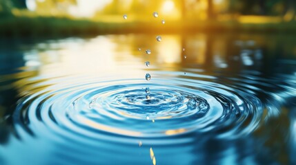 A close up shot of a ripple in a water surface, symbolizing the wave like behavior of particles.