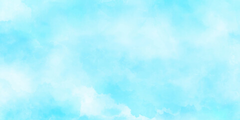 Wall Mural - Abstract wall and grunge watercolor soft colorful blue sky, cloud aquarelle surface beautiful landscape wall canvas view cloudy light summer texture wallpaper design.	

