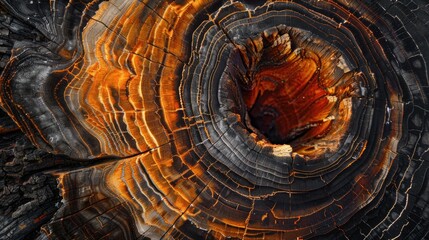 A detailed view of a tree trunk's growth rings, perfect for nature and science-related uses