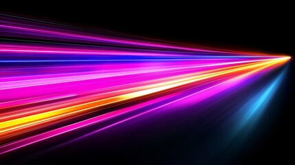 Poster - futuristic data flow, explosion effect with neon glowing rays. hyperspeed, space travel