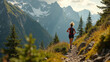 © Eduardo - Trail running in the mountains, 16:9 widescreen, 300 dpi, with free space for text