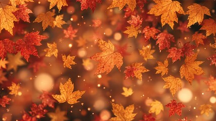 Poster - Falling autumn leaves create a colorful and magical scene.