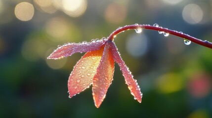 Poster - Dew-kissed Leaf with Morning Light