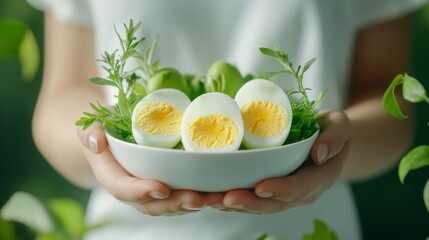 Freshly prepared boiled eggs served in a vibrant bowl