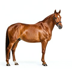 Horse standing on white background