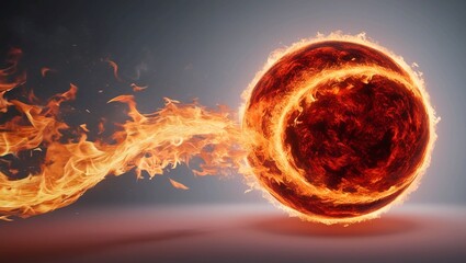 Poster -  Swirling Fireball with Intense Flames Isolated for Animation Projects