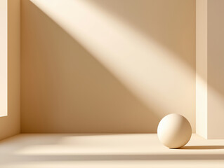 Poster - Soft light casting shadows on a minimalistic room with a simple spherical object